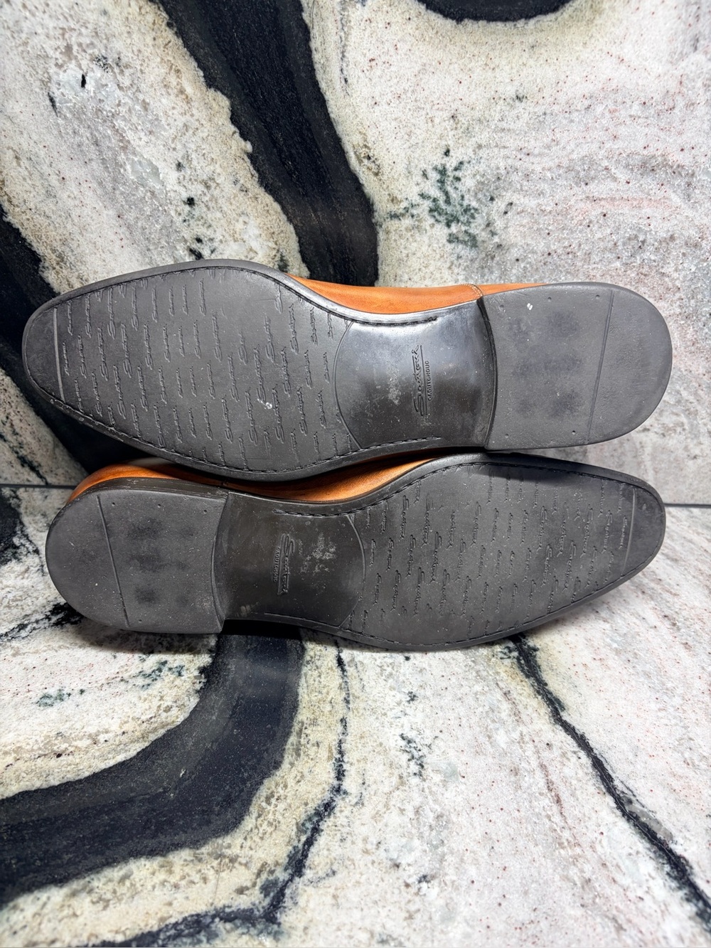 Santoni Cap Toe Oxford Shoes 10.5 US Cognac Brown Hand Burnished Made in Italy - Picture 12 of 12